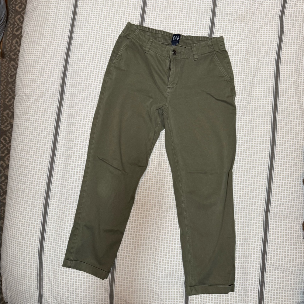 GAP Green Ankle Cropped Twill Pants